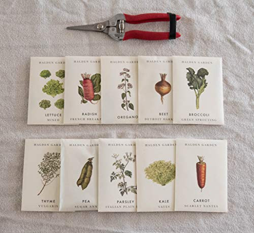 Halden Garden s Vegetable Collection-Includes 4 Lettuce Varieties  Snap Beans  Carrot  Cucumber and Kale -8 Seed Packets-Tolerant of powdery Mildew-