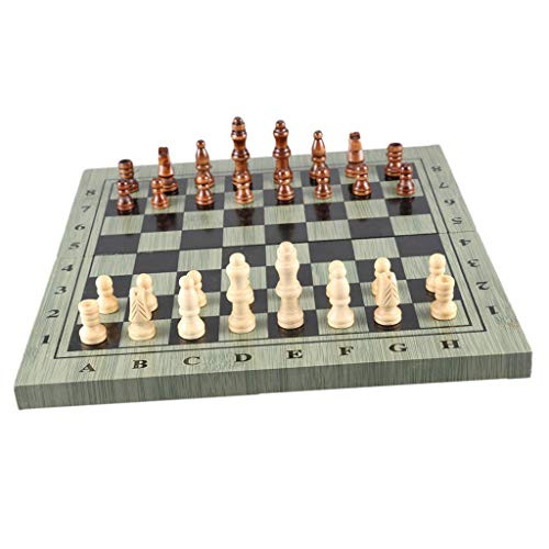 Bonarty Chess Set - Folding Board  Handmade Portable Chess Board Game Sets with Game Pieces Storage Slots - Beginner Chess Set for Kids and Adults - 29x15x3cm