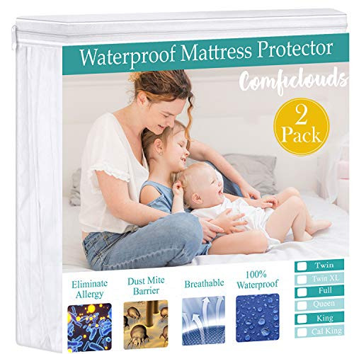 2 Pack Premium Twin Size Waterproof Mattress Protector Smooth Hypoallergenic Breathable Mattress Cover Pad Comfort and Ultra Soft and Vinyl-Free Noiseless Fitted Bed Cover 15 inch Deep Pocket -Twin- 2 Pack Premium Twin Size Waterproof Mattress Protector Smooth Hypoallergenic Breathable Mattress Cover Pad Comfort and Ultra Soft and Vinyl-Free Noiseless Fitted Bed Cover 15 inch Deep Pocket -Twin-