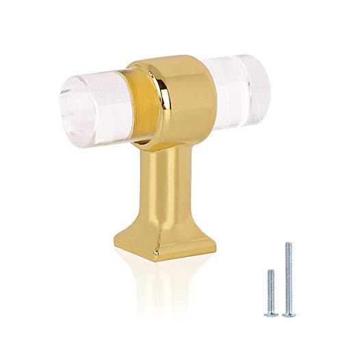 12 Pack -Clear Drawer Knob Crystal Cabinet Knob Gold Kitchen Cabinet Pull Lucite Drawer Pull Crystal Cabinet Handle  Polished Brass Drawer Pulls