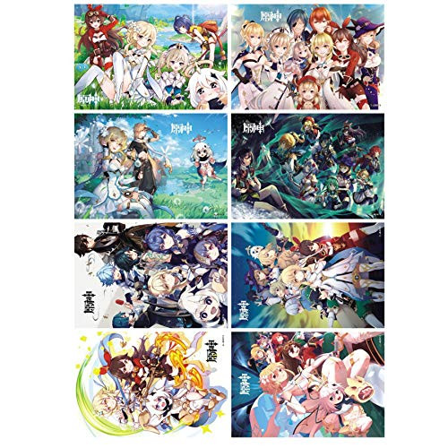 Genshin Impact Posters Japanese Anime Poster Art Prints for Home Wall Decor  11.5in x16.5in  Set of 8 PCS -Genshin Impact-