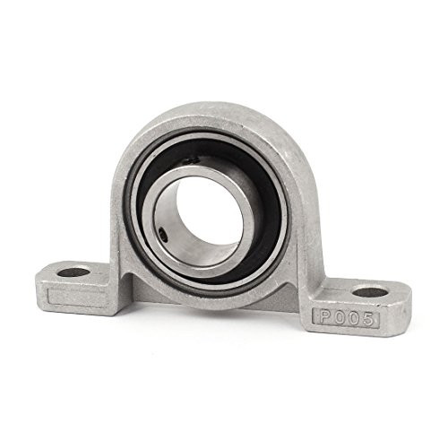 uxcell P005 25mm Mounted Pillow Block Bearing Solid Base Iron Housing Gray