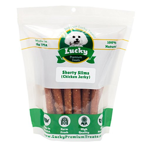 Lucky Premium Treats Lucky Shorty Slims All Natural Dog Chews - Gourmet Jerky Sticks 8 Count - Chicken