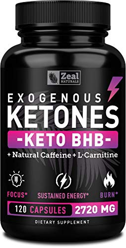 Keto BHB Exogenous Ketones Pills -2720mg - 120 Capsules- Keto Pills w. goBHB® Salts  Natural Caffeine  and  L-Carnitine - Keto BHB Capsules Beta Hydroxybutyrate for Ketosis Keto Vitamins Keto Salts