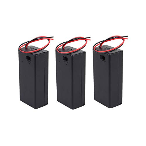 9V Volt Battery Holder Box DC Storage Case with Wire Lead ON OFF Switch Cap 3Pcs