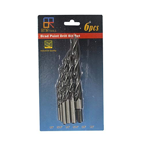 BMR Tools Wood Working Brad Point Drill Bit Set 6Pcs Black Drills