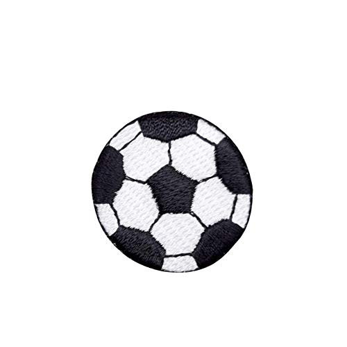 Soccer Ball - Black White - Iron on Embroidered Applique Patch