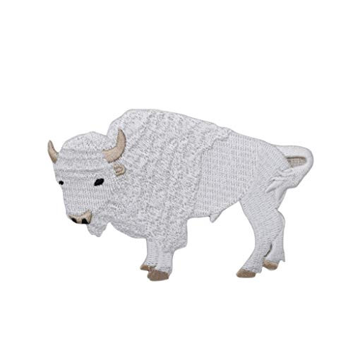 White Buffalo American Bison Iron on Embroidered Patch