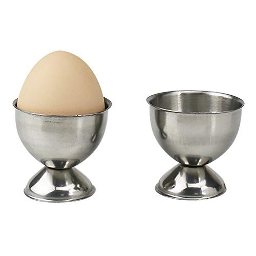 2Pcs Stainless Steel Egg Cups Egg Holders Egg Tray Kitchen Gadgets Tools for Hard Boiled Eggs  Silver
