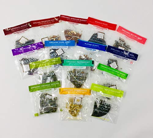 30-Count Tea Sampler of Two Leaves and a Bud Teas  Plus  25 Natures Kick Honey Sticks -5 Flavors-  Plus  6 Dryden and Palmer Rock Candy Swizzle Sticks