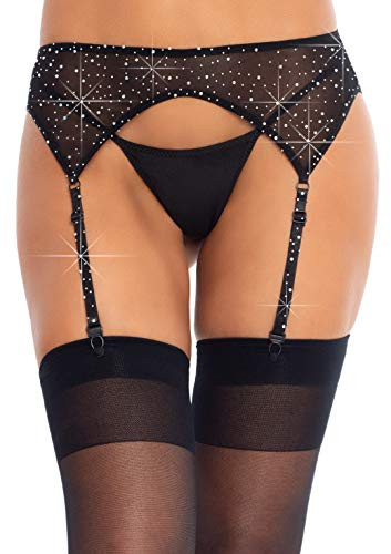Leg Avenue Women s Garter Belt  Black Rhinestone  One Size