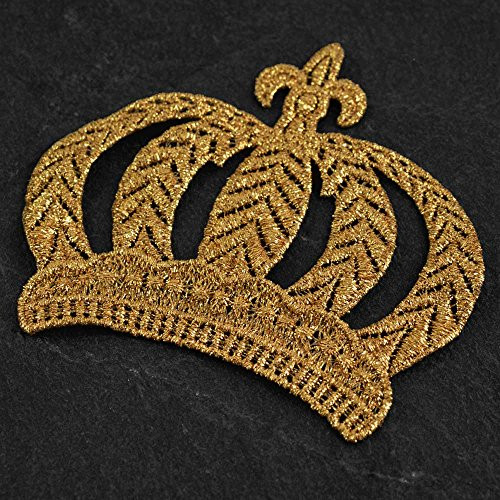 4-1 2 inch Metallic Gold Crown Applique Patch by pc  LP-Crown