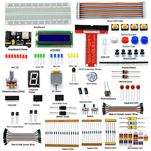 Gewbot Starter Kit for Raspberry Pi 3  2 Model B B Plus   C and Python Code  LCD1602  DC Motor  Beginner Starter Kit with PDF Guidebook
