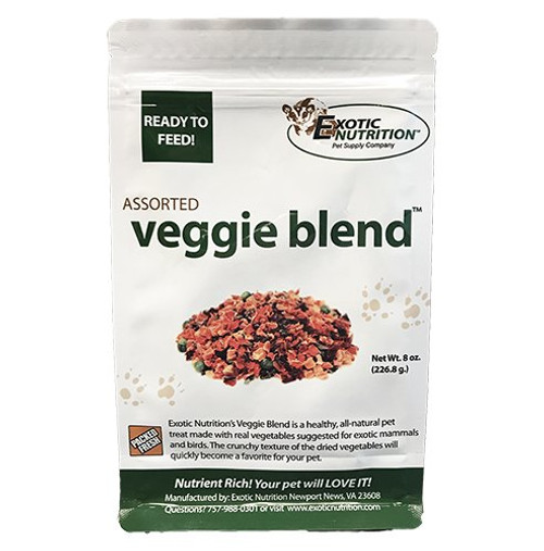 Veggie Blend -8 oz.- - Healthy Natural Mixed Dried Vegetable Treat - Sweet Potatoes  Carrots  Peas - For Degus  Chinchillas  Prairie Dogs  Rabbits  Sugar Gliders  Hedgehogs  Guinea Pigs  and  Small Pets