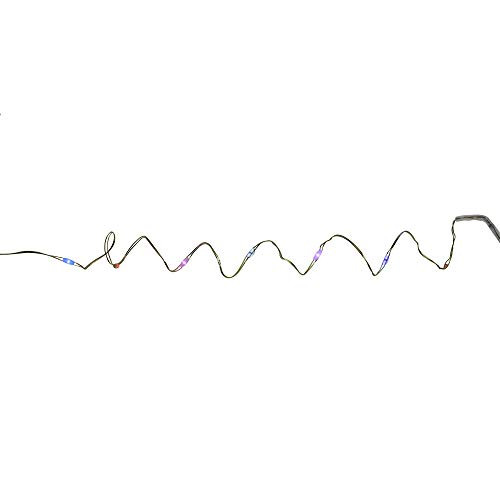 Brite Star 35 Battery Operated Silver LED Rainbow Micro Fairy Christmas Lights - 6 ft Gold Copper Wire