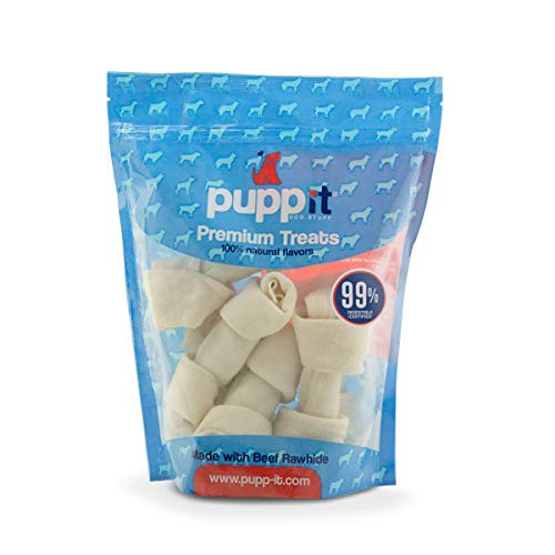 PuppIt Natural Beefhide Rawhide Bones Small 6 Pack 4-5 inch. All Natural Chewing Dog Treat