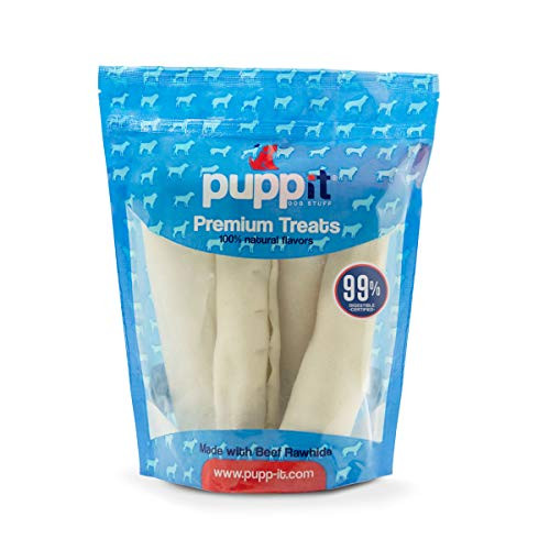 PuppIt Natural Beefhide  Rawhide Rolls Large 4 Pack 6-7 inch All Natural Chewing Dog Treat