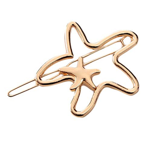 Simdoc 1pc Minimalist Dainty Gold Hollow Geometric Metal Hairpin Hair Clip Triangle Bowknot Lips Moon Star Cat Shape Hairpin Ponytail Holder Clamp For Women Girls