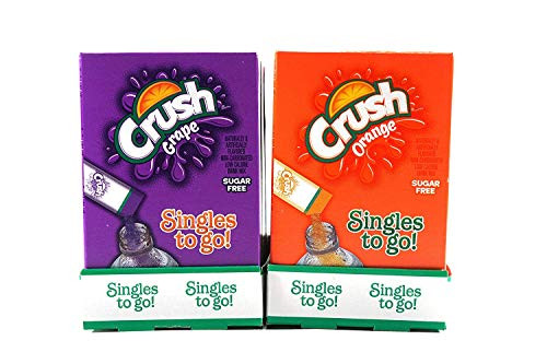 Crush Singles To Go Low Calorie Drink Mix Variety Pack -Grape  Orange  12 Pack-