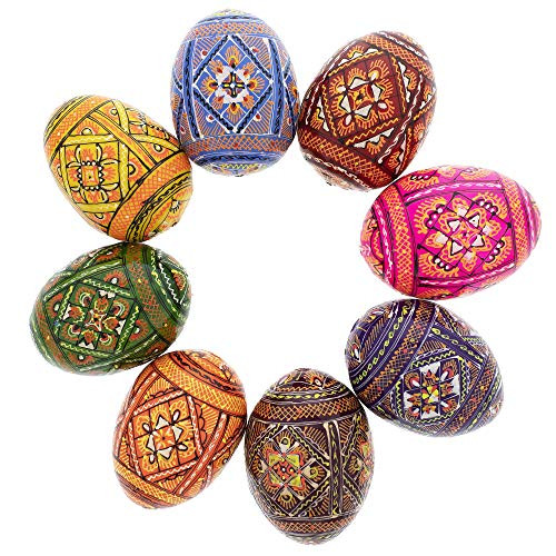 BestPysanky Set of 8 Wooden Ukrainian Easter Eggs BestPysanky Set of 8 Wooden Ukrainian Easter Eggs