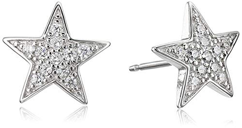 925 Sterling Silver Cubic Zirconia Pave Star Stud Earrings