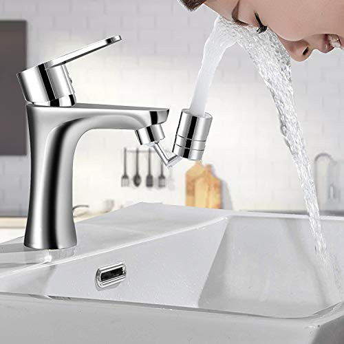 Dicollas Faucet Aerator  720° Big Angle Spray Aerator Dual Function Kitchen Faucet Aerator  Bathroom Faucet Mounted for Face Washing  Gargle and Eye Flush  Polished Chrome