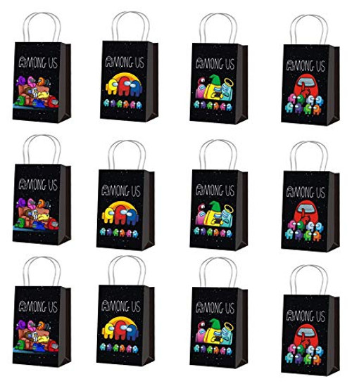 12 Pcs Among Us Bag Among Us Party Bags for Kids Birthday Party Decoration Gift Bags and Candy Bags Birthday Party Gift bag
