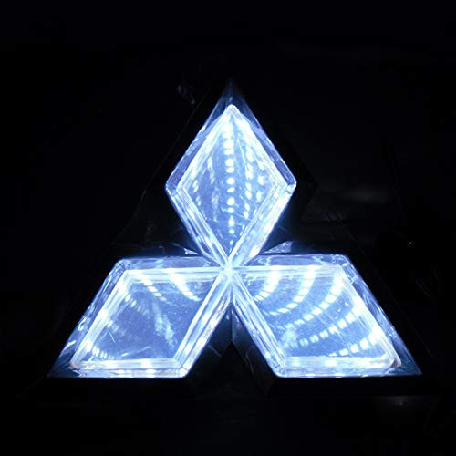 3D Car Tail Logo LED Light Badge Lamp Emblem Sticker Car Decoration Led Logo Light for Mitsubishi -white-