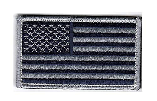 American Flag 2 inch x 3 inch Hook  and  Loop 2 Piece Blue Grey Patch