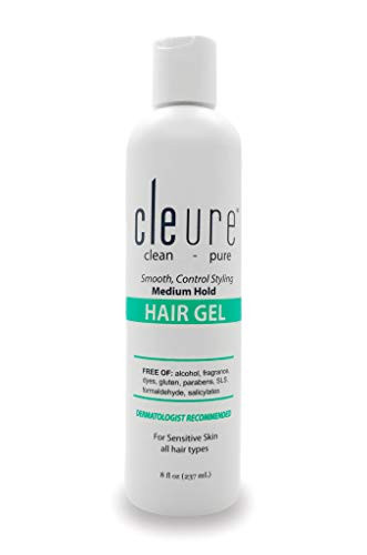 Cleure Hair Styling Gel  Sensitive Skin - Medium Hold For Shine  and  Control - Free of Alcohol - Dye - Lanolin - Fragrance - Formaldehyde - Paraben - Salicylate - Gluten - All Hair Types -8 Fl Oz-