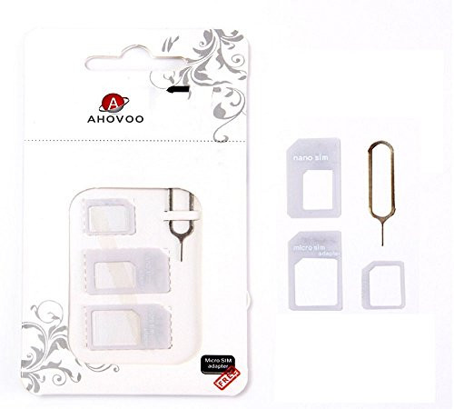 AHOVOO SIM Card Adapter KIT -Pack -Total Adapters  Nano to Micro  Nano to Regular  Micro to Regular- with SIM Extractor -White-