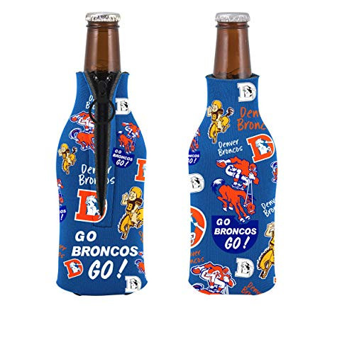 Broncos Retro Flashback Design 2-Pack Zipper Bottle Neoprene Beverage Holder Cooler Coolie Football