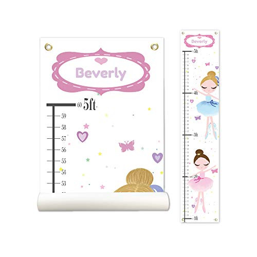 Personalized Kids Canvas Growth Chart  Height Chart  Growth Chart Banner  Ballerina