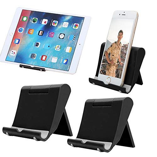 Cell Phone Stand Multi-Angle Tablet Stand Universal Smartphones for Holder Tablets-4-12 inch- Cell Phone Stand for Desk Smartphone Tablet E-Reader  Black-2 Pack-