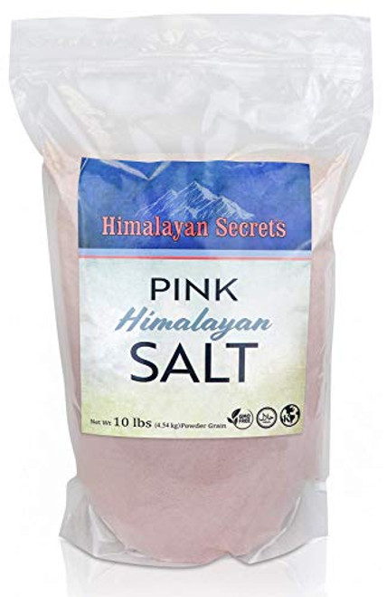 Himalayan Secrets Pink Rock Salt - 10LB - Coarse Fine Powder Grain Bulk Size - 100 percent Natural and Unrefined -Powder -0.1-0.3mm-- Himalayan Secrets Pink Rock Salt - 10LB - Coarse Fine Powder Grain Bulk Size - 100 percent Natural and Unrefined -Powder -0.1-0.3mm--