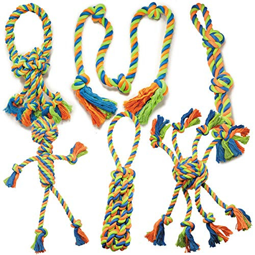 Grriggles Mighty Bright Tug Rugged Rope Dog Chew Toy  Crazy Eight-16 inchL