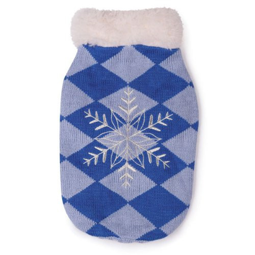 East Side Collection Acrylic Snowflake Snuggler Dog Sweater  XX-Small  8-Inch  Blue