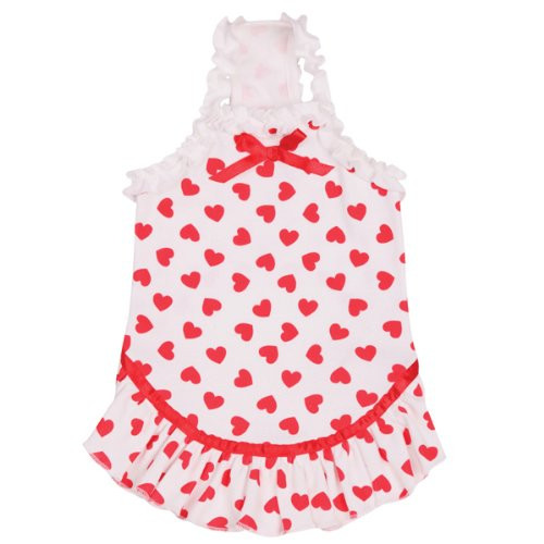 East Side Collection Polyester Cotton Queen of Hearts Dog Dress  XX-Small  8-Inch  White