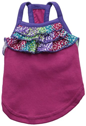 East Side Collection ZM2944 08 81 Confetti Ruffle Tank for Dogs  XX-Small  Raspberry