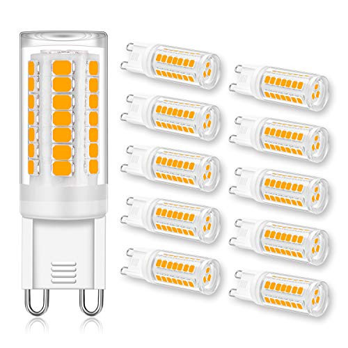 G9 LED Bulb 4W -40W Halogen Equivalent- 400 LM G9 Bi-pin Base LED Light Bulbs Warm White 3000K AC 120V 360° Beam Angle Non-dimmable for Home Lighting Under Cabinet -10 Pack- by Yomis G9 LED Bulb 4W -40W Halogen Equivalent- 400 LM G9 Bi-pin Base LED Light Bulbs Warm White 3000K AC 120V 360° Beam Angle Non-dimmable for Home Lighting Under Cabinet -10 Pack- by Yomis