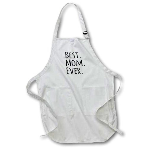 3dRose apr_151530_1 Best Mom Ever Gifts for Parents Good for Mothers Day Black Text Full Length Apron with Pockets, 22 by 30", White