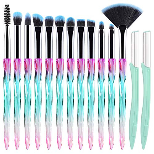 Eye Makeup Brushes Set Start Makers 12Pcs Crystal Handles Eyeshadow Brush Set Professional Eyeshadow Brushes Concealer Eyebrow Eyelash Eye Liners Blending Make Up Brushes with 2Pcs Eyebrow Razor Eye Makeup Brushes Set Start Makers 12Pcs Crystal Handles Eyeshadow Brush Set Professional Eyeshadow Brushes Concealer Eyebrow Eyelash Eye Liners Blending Make Up Brushes with 2Pcs Eyebrow Razor