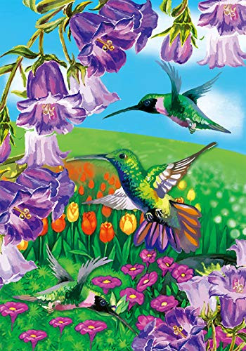 Texupday Flying Hummingbird Flowers Decoration Spring Garden Flag Outdoor Yard Flag 12 inch x 18 inch