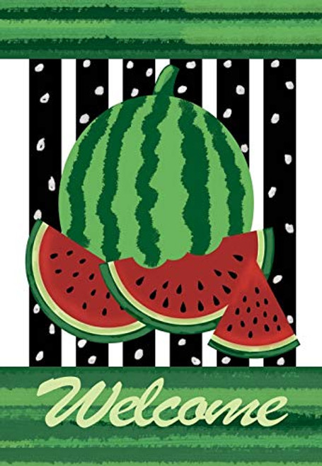 Texupday Welcome Summer Watermelon Decoration Garden Flag Outdoor Yard Flag 12 inch x 18 inch