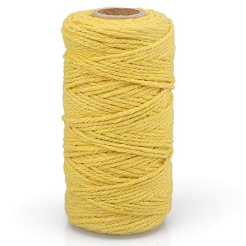 Yellow String 100M 328 Feet Cotton String Bakers Twine 2MM Cotton Cord Heavy Duty Packing String for DIY Crafts and Gift Wrapping