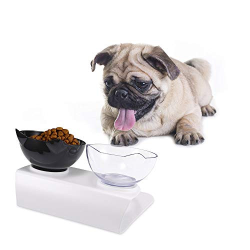 BIOBEY Cat Double Food Bowl Pet Food Bowl with Raised Stand Elevated Cat Bowl Nonslip No Spill Pet Food Water Bowl Adjustable 15° Transparent Tilted Raised Pet Feeding Bowl for Cats and Small Dog BIOBEY Cat Double Food Bowl Pet Food Bowl with Raised Stand Elevated Cat Bowl Nonslip No Spill Pet Food Water Bowl Adjustable 15° Transparent Tilted Raised Pet Feeding Bowl for Cats and Small Dog