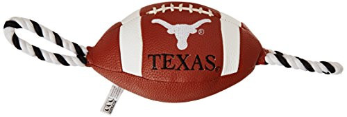 NCAA Texas Longhorns Football Pet Toy Pebble Grain Tough Material with Tough Ropes and Inner Squeaker Dog Toy NCAA Texas Longhorns Football Pet Toy Pebble Grain Tough Material with Tough Ropes and Inner Squeaker Dog Toy