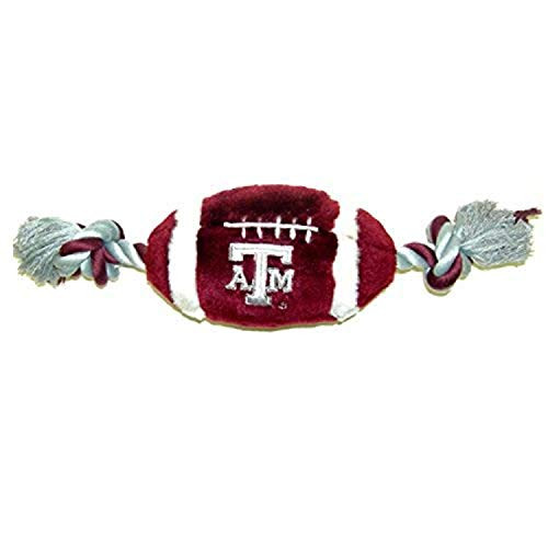 NCAA Texas A and M Aggies Pet Football Rope Toy 6-Inch Long Plush Dog Toy with Inner Squeaker NCAA Texas A and M Aggies Pet Football Rope Toy 6-Inch Long Plush Dog Toy with Inner Squeaker