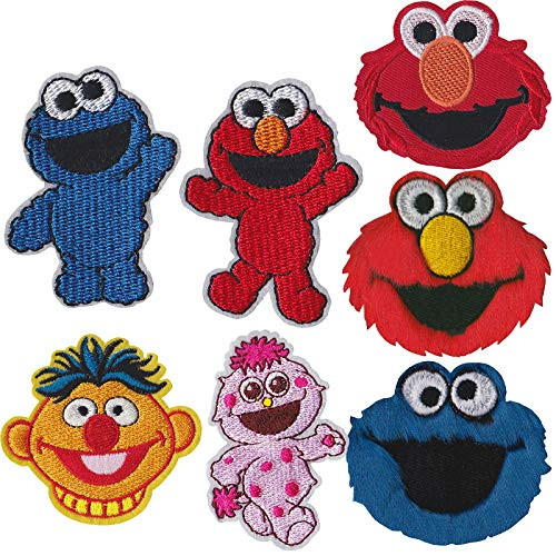 XINYIDL 7pcs Sesame Street Iron on Patch  Cookie Monster Iron on Patch Applique Embroidered Patches Appliques for Clothes  Backpacks  DIY Patch