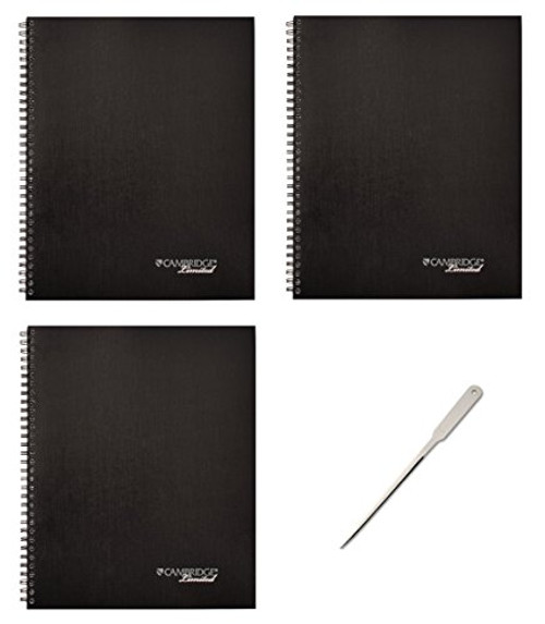 MEA06132 - Side-Bound Guided Business Notebook, 11 x 8 1/4, 80 Sheets, Pack of 3 (06132) - Bundle Includes Universal Letter Opener